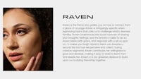 raven's website with a woman's face and the word raven